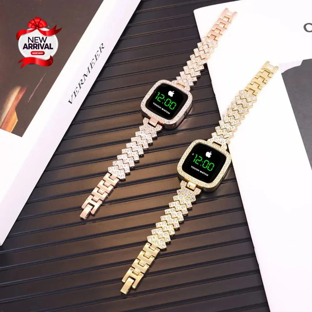 Watch LED Touch Screen Diamond Steel Chain Women