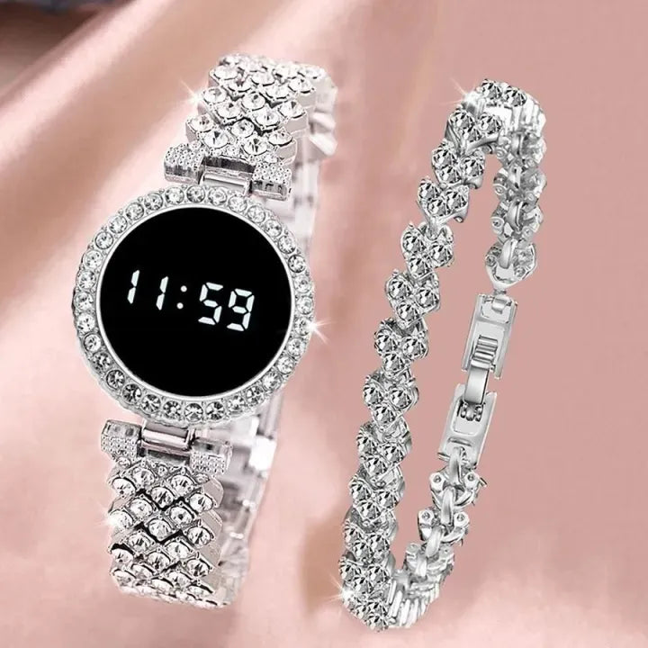 Watch LED Touch Screen Diamond Steel Chain Women